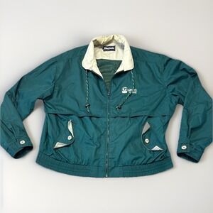 VTG 2XL King Louie Lined Made In USA Button Jacket Green Embroidered